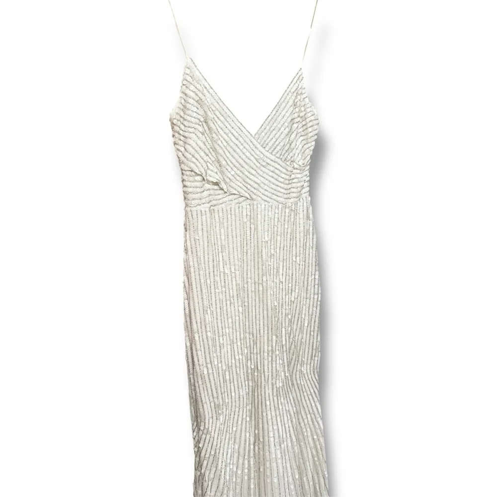 Sequin & Beaded White Embellished Mac Duggal Gown 10817 Dress - Picture 4 of 12